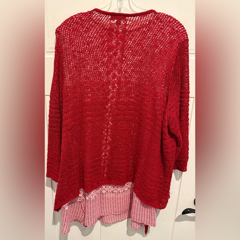 Red Cardigan Shrug/Bolero/Sweater w/ sleeveless top bundle (3X ~ both) - Picture 6 of 9